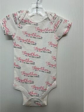 koalababy Infant Bodysuit 3-6 Months White Pink "Together We Make A Family"